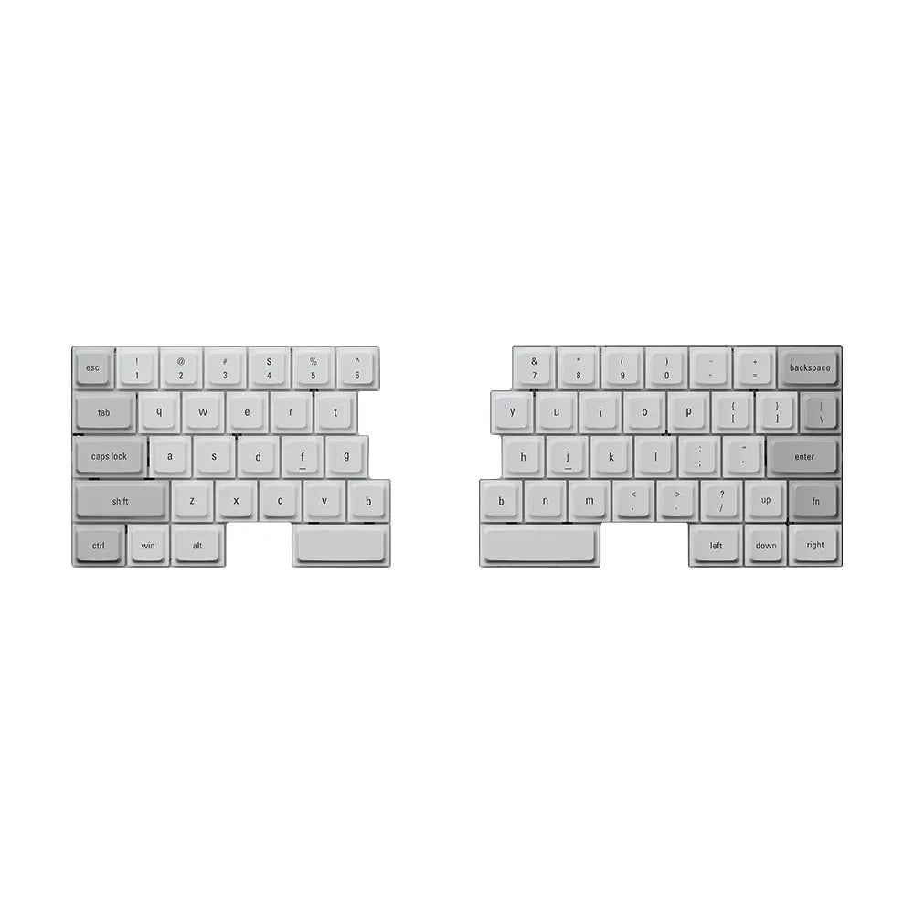 A clean studio close-up photograph of a single Kailh low-profile white mechanical keyboard switch, identical to the ones used in the ElimKeys Elytra keyboard, featuring the etched Kailh logo on the stem against a pure white background.