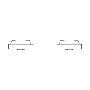 A minimalist line art diagram showing the ultra-slim side profile of the ElimKeys Elytra split mechanical keyboard, emphasizing its minimalist low-profile design and ergonomic thickness.